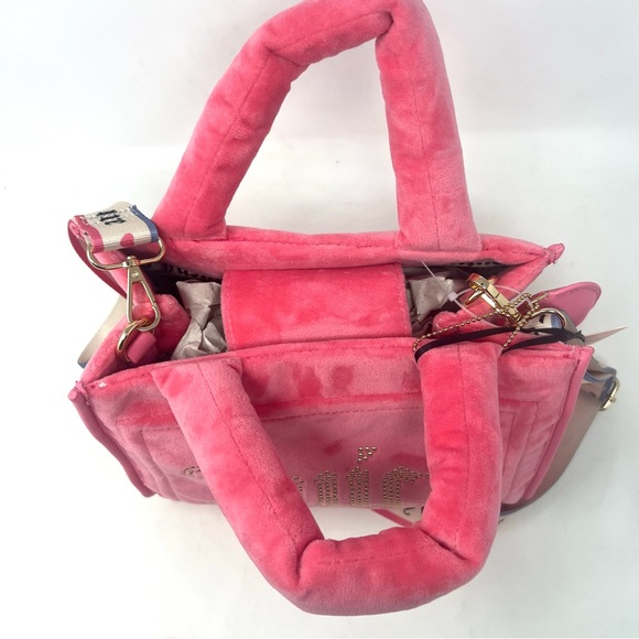 Juicy Couture Pink Lemonade Big Spender Mini Tote Pink Velour Handbag & Wallet - Picture 3 of 11